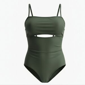 Shade & Shore Keyhole One Piece Swimsuit Dark Green Sz XL (16) NEW